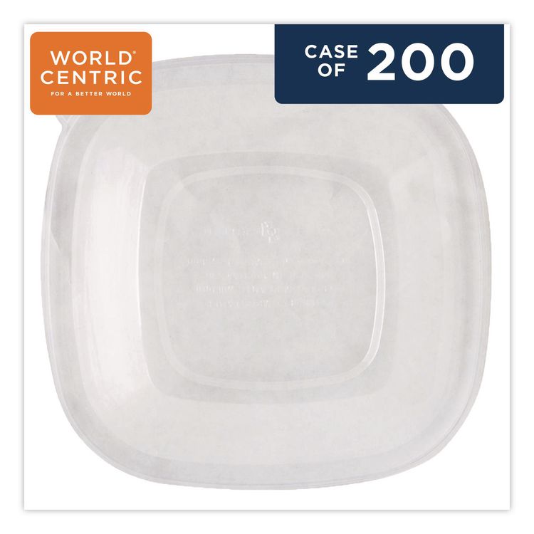 PLA Lids for Fiber Bowls, 8.8 x 8.8 x 1.4, Clear, 200/Carton