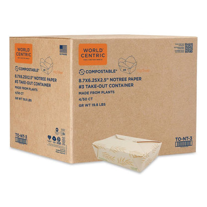 No Tree Folded Takeout Containers, 65 oz, 6.25 x 8.7 x 2.5, Natural, Sugarcane, 200/Carton
