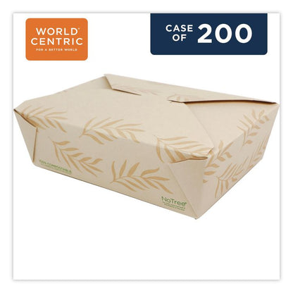 No Tree Folded Takeout Containers, 65 oz, 6.25 x 8.7 x 2.5, Natural, Sugarcane, 200/Carton