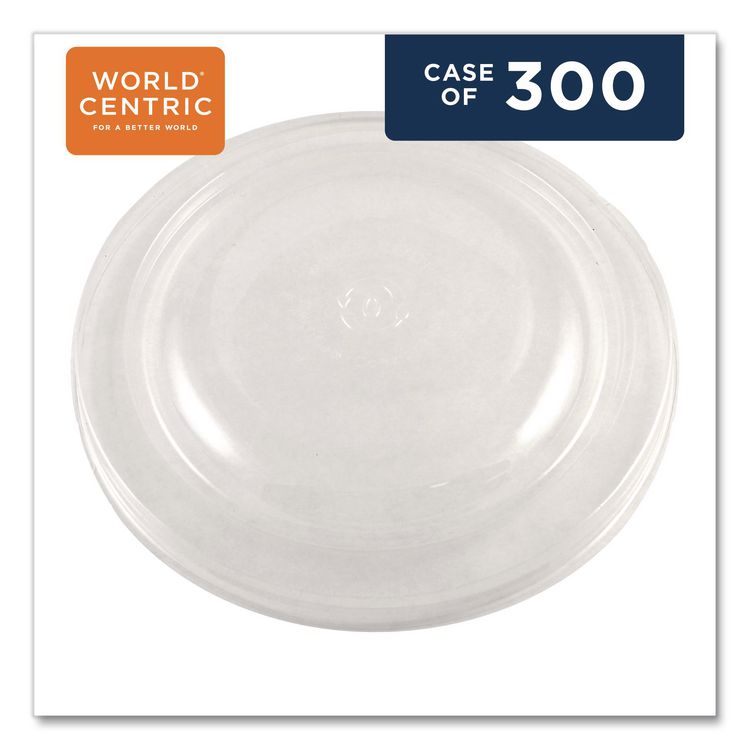 PLA Lids for Fiber Bowls, 7.5" Diameter x 1" h, Clear, Plastic, 300/Carton