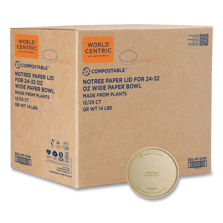 Paper Lids for Bowls. 5.9" Diameter, Natural, 300/Carton