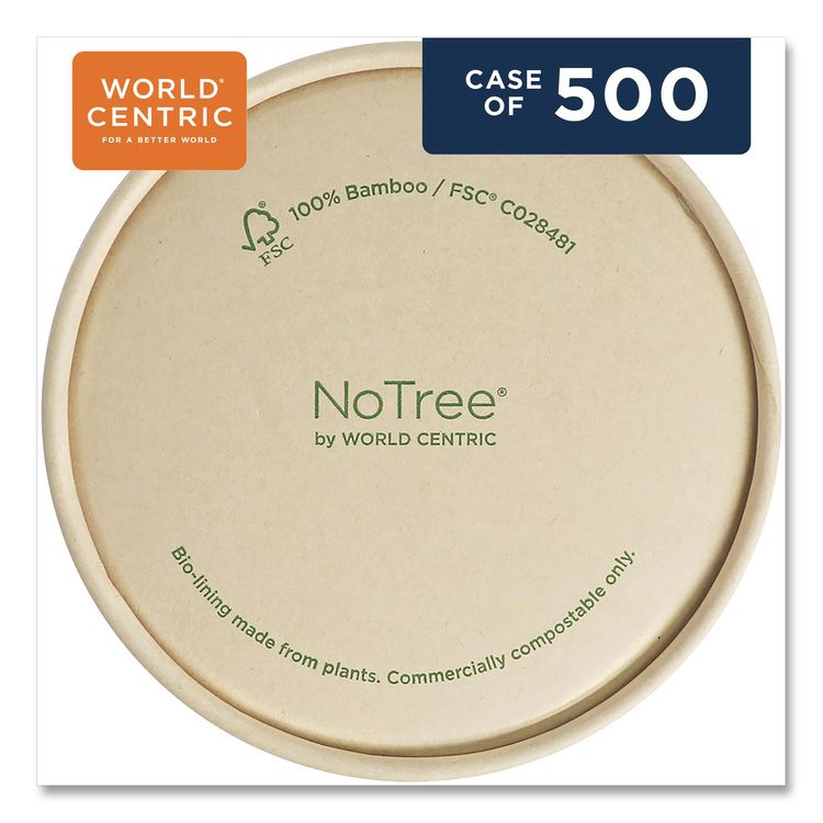 Paper Lids for Bowls, 4.6" Diameter, Brown, 500/Carton