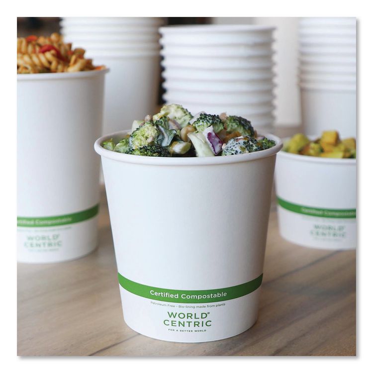 Paper Bowls, 24 oz, 4.4" Diameter x 4.4" h, White, 500/Carton
