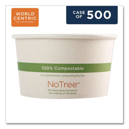 No Tree Paper Bowls, 12 oz, 4.4" Diameter x 2.5" h, Natural, Sugarcane, 500/Carton