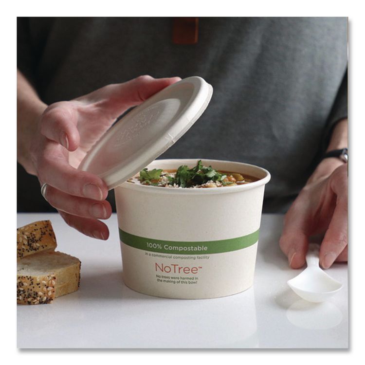 No Tree Paper Bowls, 12 oz, 4.4" Diameter x 2.5" h, Natural, Sugarcane, 500/Carton