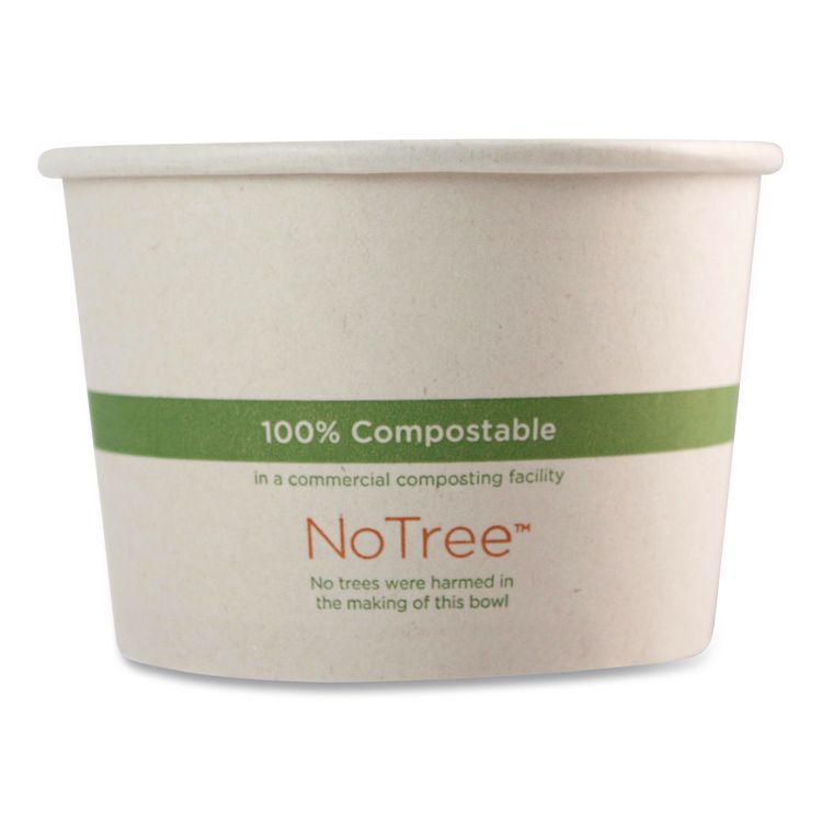 No Tree Paper Bowls, 16 oz, 4.4" Diameter x 3" h, Natural, Sugarcane, 500/Carton