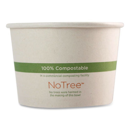 No Tree Paper Bowls, 16 oz, 4.4" Diameter x 3" h, Natural, Sugarcane, 500/Carton