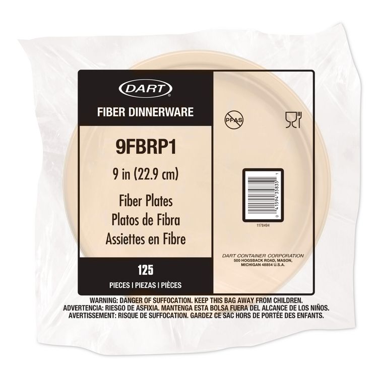Compostable Molded Fiber Dinnerware, ProPlanet Seal, Plate, 9" dia, Natural, 500/Carton