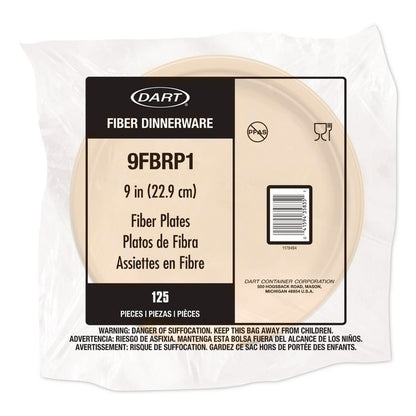 Compostable Molded Fiber Dinnerware, ProPlanet Seal, Plate, 9" dia, Natural, 500/Carton
