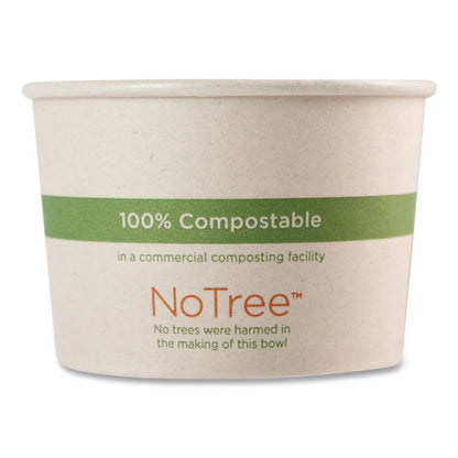 No Tree Paper Bowls, 8 oz, 3.4" Diameter x 2.3" h, Natural, Sugarcane, 1,000/Carton