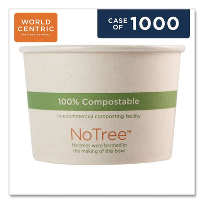 No Tree Paper Bowls, 8 oz, 3.4" Diameter x 2.3" h, Natural, Sugarcane, 1,000/Carton