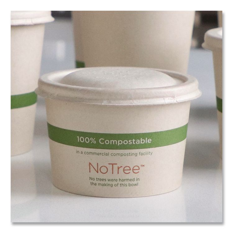 No Tree Paper Bowls, 8 oz, 3.4" Diameter x 2.3" h, Natural, Sugarcane, 1,000/Carton