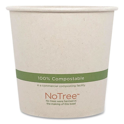 No Tree Paper Bowls, 24 oz, 4.4" Diameter x 4.5" h, Natural, Sugarcane, 500/Carton