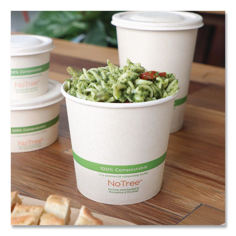 No Tree Paper Bowls, 24 oz, 4.4" Diameter x 4.5" h, Natural, Sugarcane, 500/Carton