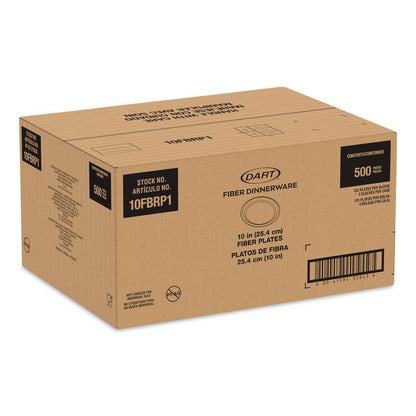 Compostable Molded Fiber Dinnerware, ProPlanet Seal, Plate, 10.2" dia, Natural, 500/Carton