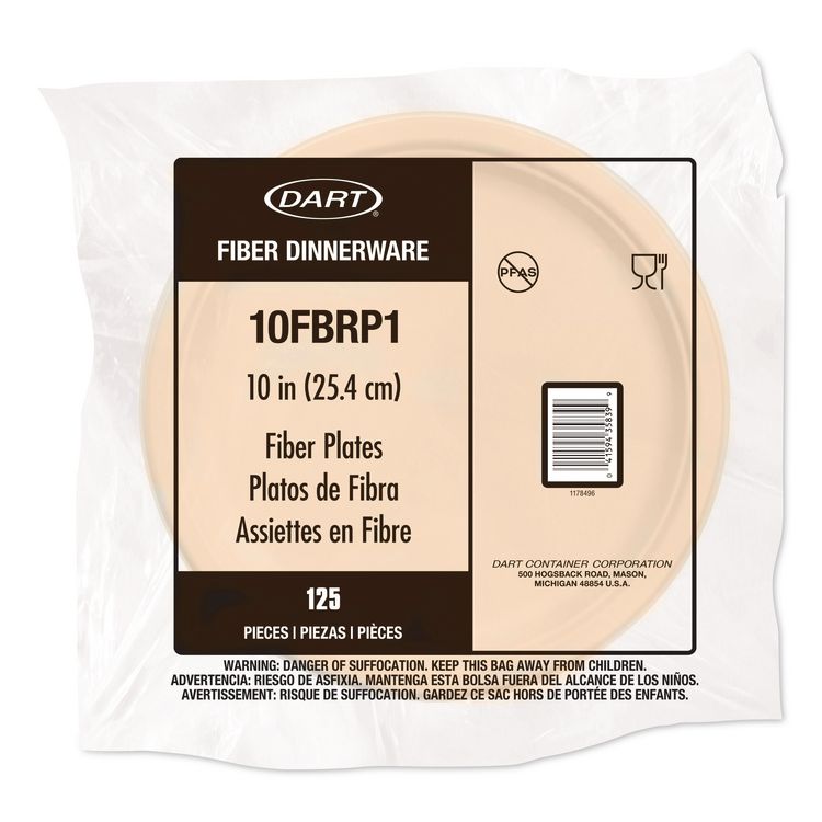 Compostable Molded Fiber Dinnerware, ProPlanet Seal, Plate, 10.2" dia, Natural, 500/Carton