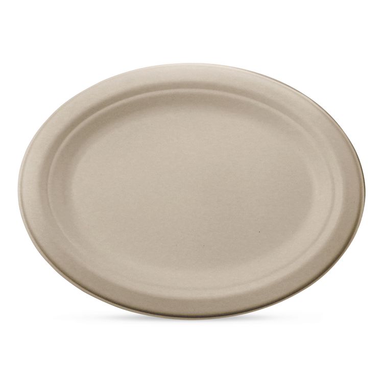 Fiber Plates, Paper, 12" dia, Oval, Natural, 500/Carton