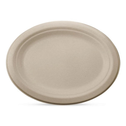 Fiber Plates, Paper, 12" dia, Oval, Natural, 500/Carton