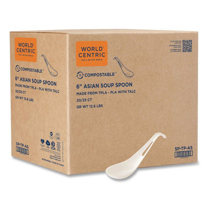 TPLA Bulk Cutlery, Asian Soup Spoon, Plastic, Light Beige, 500/Carton