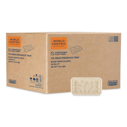 Fiber Meat and Produce Trays, 4.8 x 8.3 x 0.7, Natural, Paper, 500/Carton