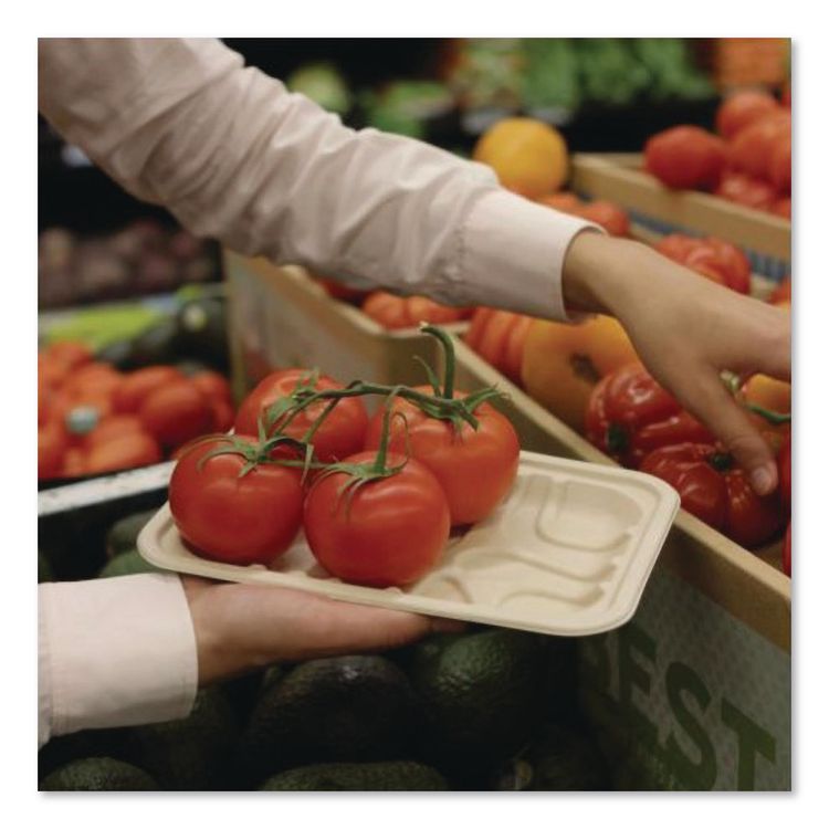 Fiber Meat and Produce Trays, 4.8 x 8.3 x 0.7, Natural, Paper, 500/Carton