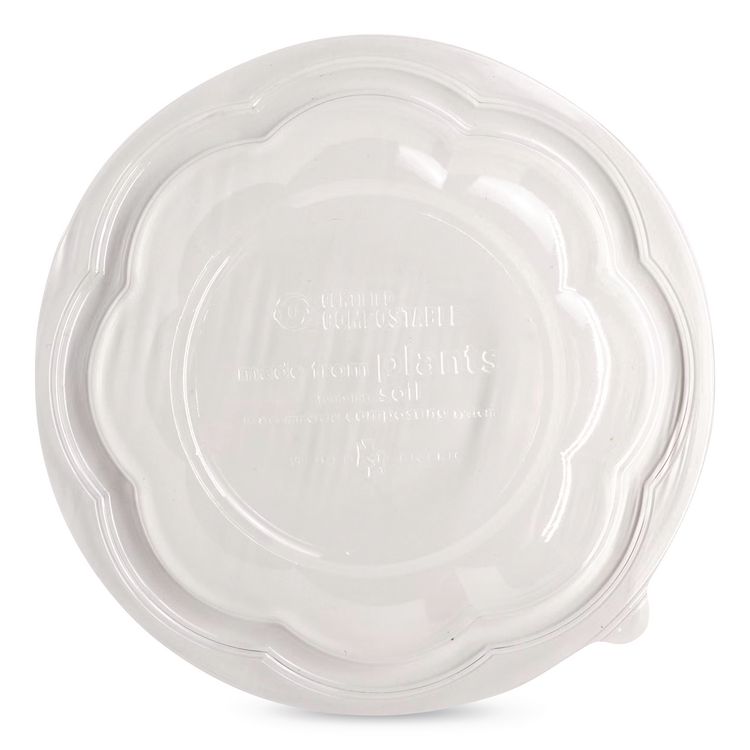 PLA Salad Bowl Lids, 6.8" dia x 0.8" h, Clear, Plastic, 600/Carton
