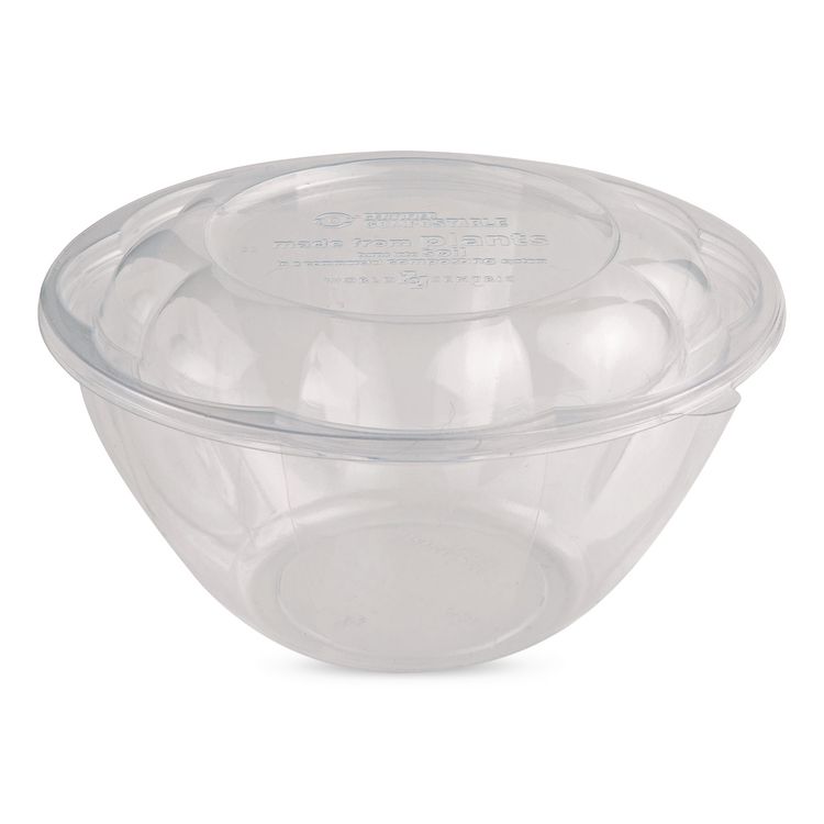 PLA Salad Bowl Lids, 6.8" dia x 0.8" h, Clear, Plastic, 600/Carton
