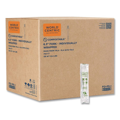 TPLA Wrapped Cutlery, Fork, Plastic, Light Beige 750/Carton
