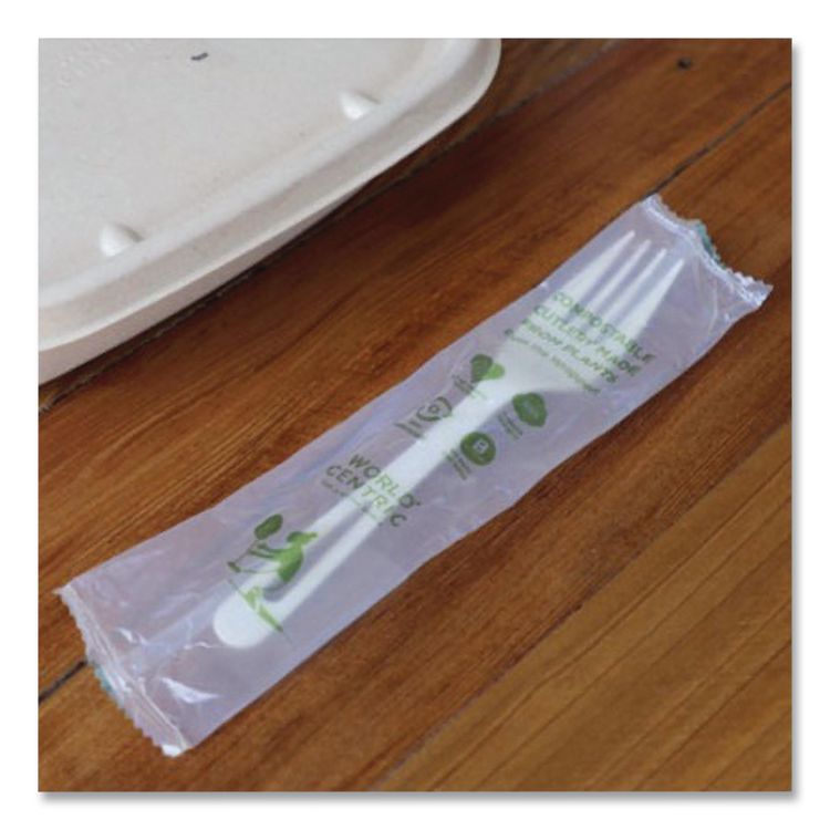 TPLA Wrapped Cutlery, Fork, Plastic, Light Beige 750/Carton
