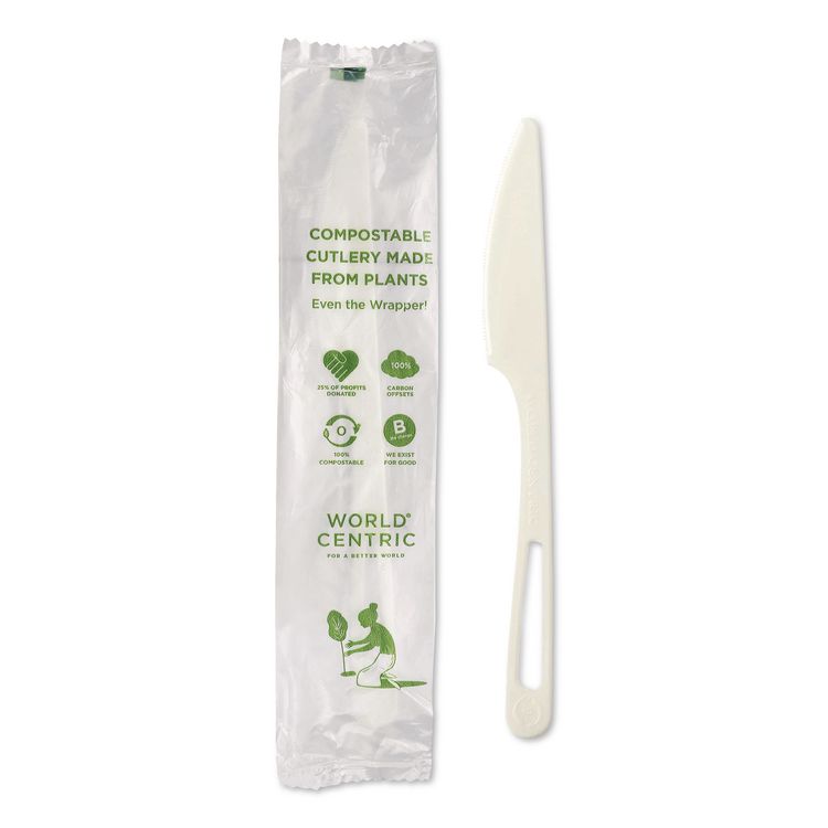 TPLA Wrapped Cutlery, Knife, Plastic, Light Beige, 750/Carton