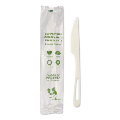 TPLA Wrapped Cutlery, Knife, Plastic, Light Beige, 750/Carton