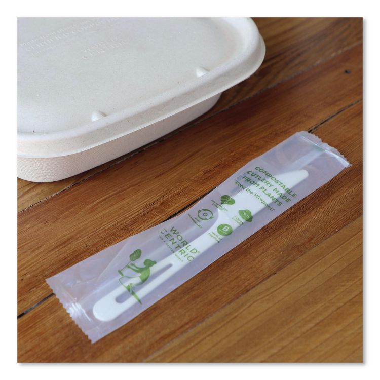 TPLA Wrapped Cutlery, Knife, Plastic, Light Beige, 750/Carton