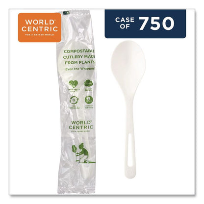 TPLA Wrapped Cutlery, Soup Spoon, Plastic, Light Beige, 750/Carton