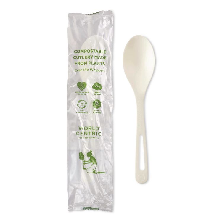 TPLA Wrapped Cutlery, Spoon, Plastic, Light Beige, 750/Carton