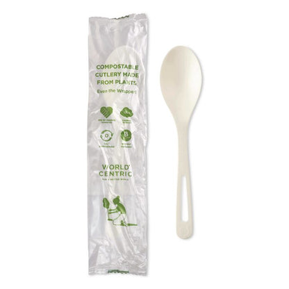 TPLA Wrapped Cutlery, Spoon, Plastic, Light Beige, 750/Carton