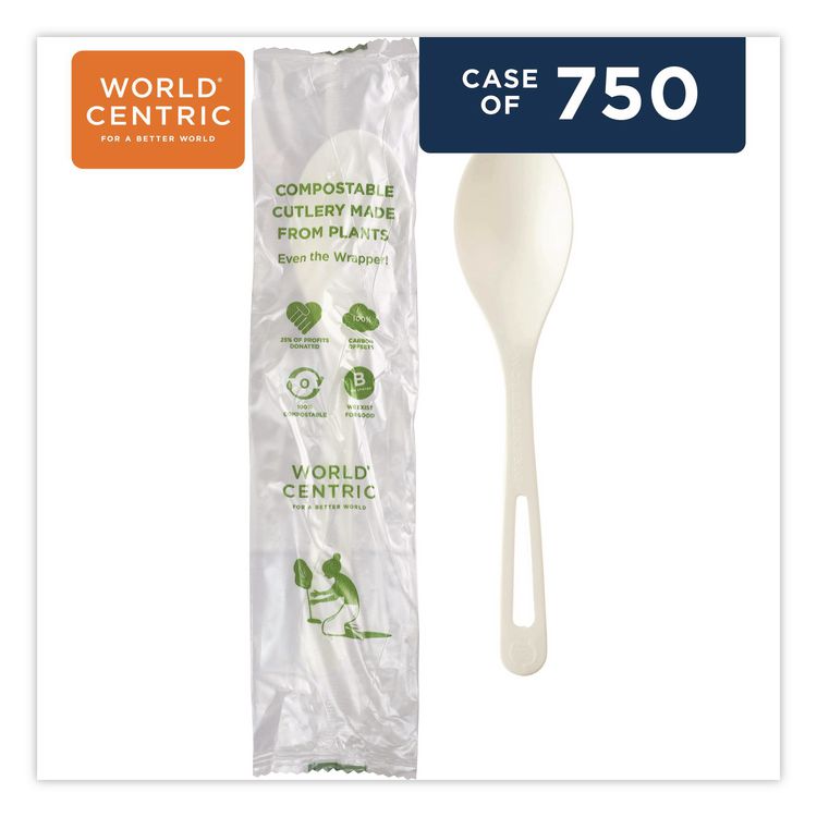 TPLA Wrapped Cutlery, Spoon, Plastic, Light Beige, 750/Carton