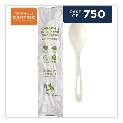 TPLA Wrapped Cutlery, Spoon, Plastic, Light Beige, 750/Carton