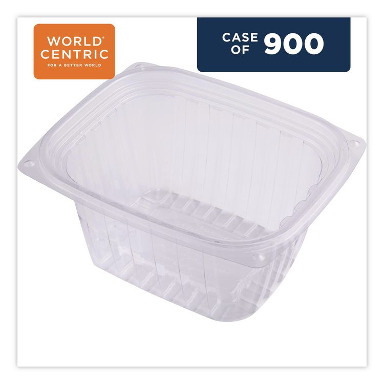 PLA Rectangular Deli Containers, 16 oz, 4.8 x 5.9 x 2.8, Clear, Plastic, 900/Carton