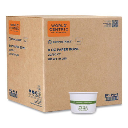 Paper Bowls, 8 oz, 3.5" Diameter x 2.3" h, White, 1,000/Carton