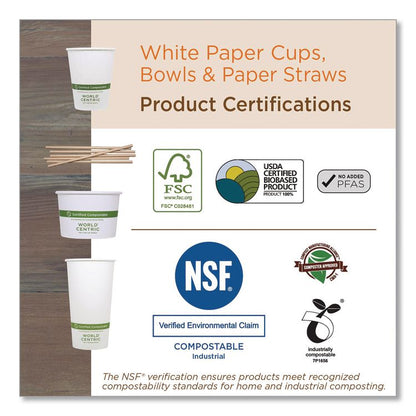 Paper Bowls, 8 oz, 3.5" Diameter x 2.3" h, White, 1,000/Carton