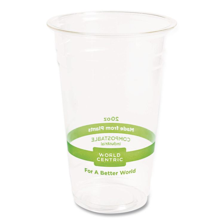 PLA Clear Cold Cups, 20 oz, Plastic, Clear, 1,000/Carton