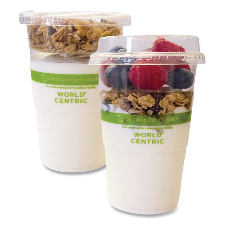 PLA Lids for Fiber Cups, 3.1" Diameter x 0.4" h, Clear, Plastic, 1,000/Carton