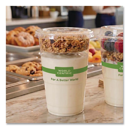 PLA Lids for Fiber Cups, 3.1" Diameter x 0.4" h, Clear, Plastic, 1,000/Carton
