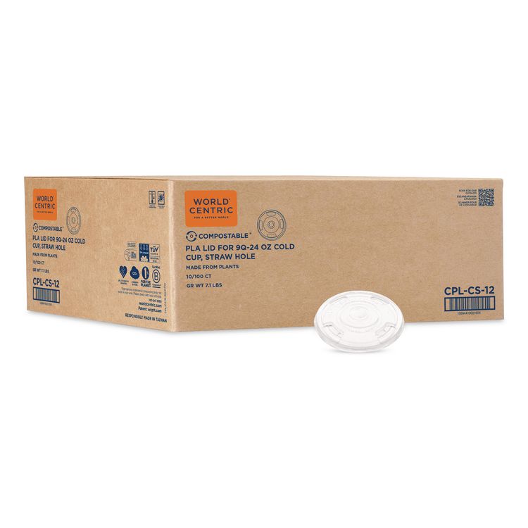 PLA Clear Cold Cup Lids, Flat Lid, Fits 9 oz to 24 oz Cold Cups, Plastic, Clear, 1,000/Carton