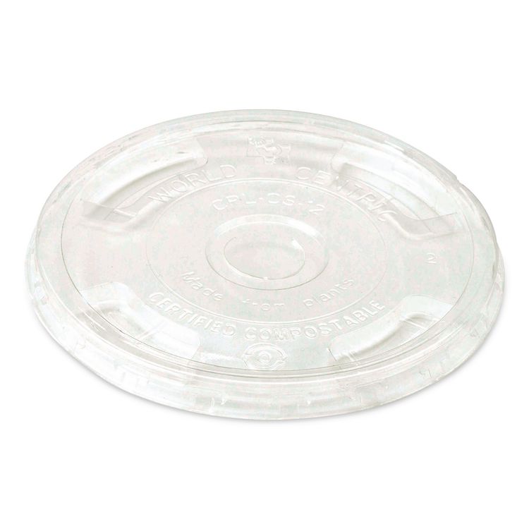 PLA Clear Cold Cup Lids, Flat Lid, Fits 9 oz to 24 oz Cold Cups, Plastic, Clear, 1,000/Carton