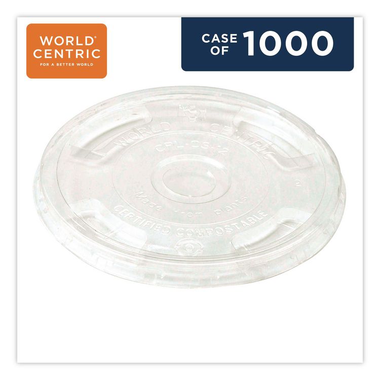 PLA Clear Cold Cup Lids, Flat Lid, Fits 9 oz to 24 oz Cold Cups, Plastic, Clear, 1,000/Carton