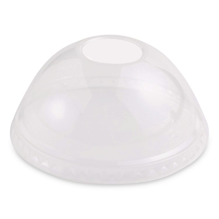 PLA Clear Cold Cup Lids, Dome Lid, Fits 9 oz to 24 oz Cold Cups, Plastic, Clear, 1,000/Carton