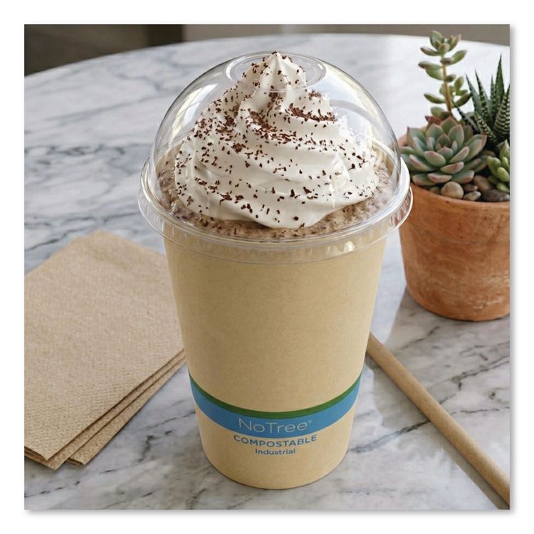 PLA Clear Cold Cup Lids, Dome Lid, Fits 9 oz to 24 oz Cold Cups, Plastic, Clear, 1,000/Carton