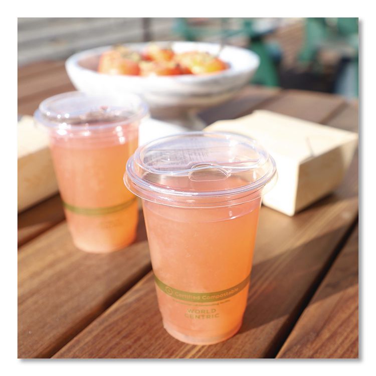 PLA Clear Cold Cup Lids, Fits 9 oz to 24 oz Cold Cups, Plastic, Clear, 1,000/Carton