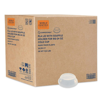 PLA Clear Cold Cup Lids, Dome Lid, Fits 9 oz to 24 oz Parfait Cups, Plastic, Clear, 1,000/Carton